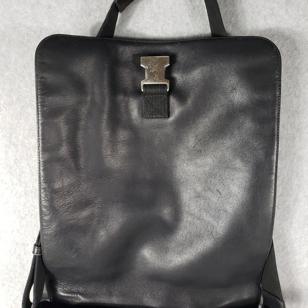 NWT Coach Black Leather Messenger Crossbody Bag Adjustable Strap Buckle Unisex - Picture 12 of 16